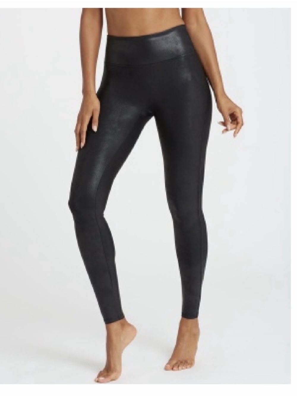 SPANX Black Shiny High-Rise faux leather Leggings XL